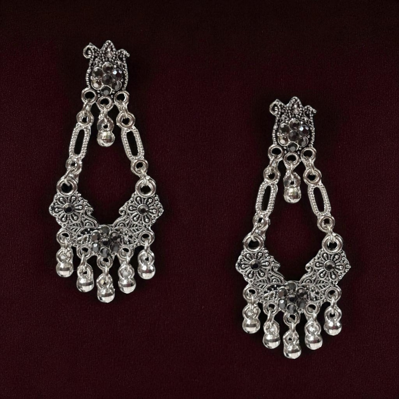 Traditional Indian Filigree Statement Earrings