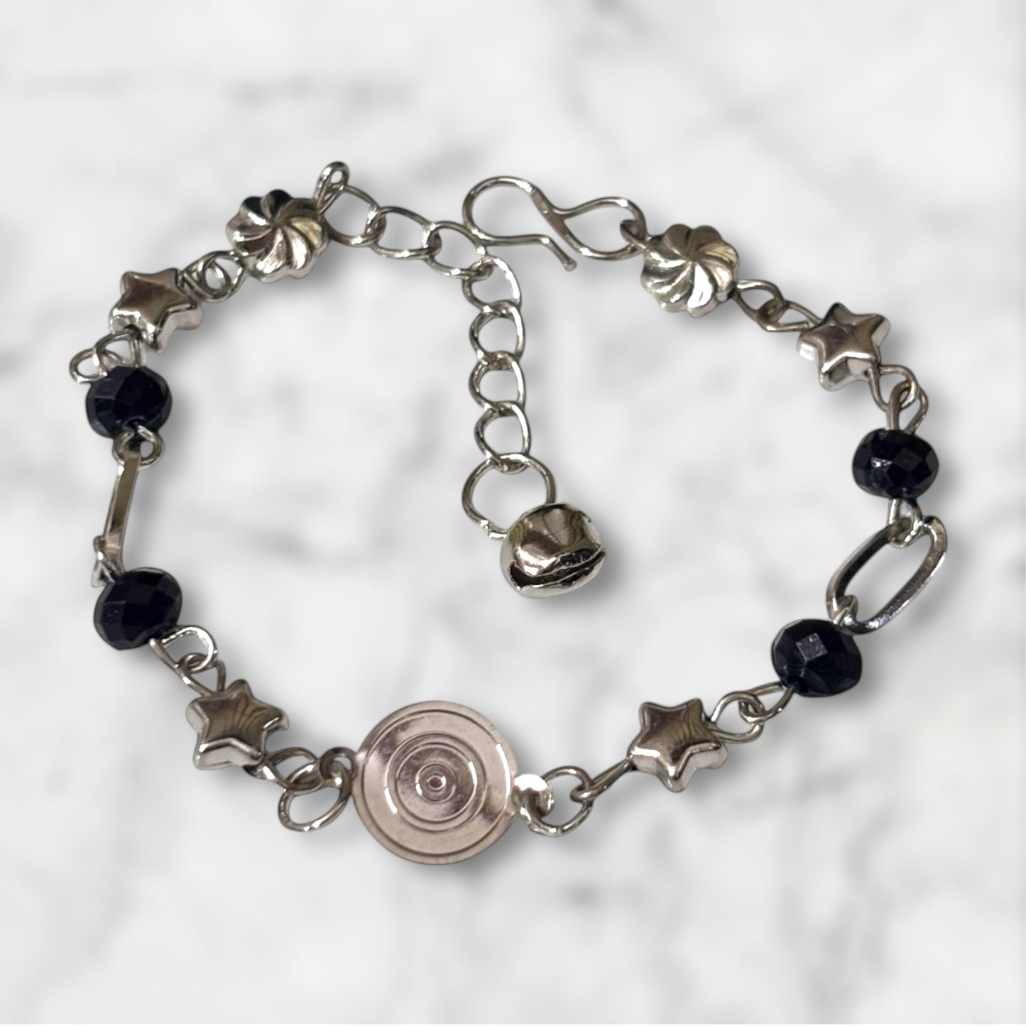 Celestial Star and Black Crystal Beaded Bracelet