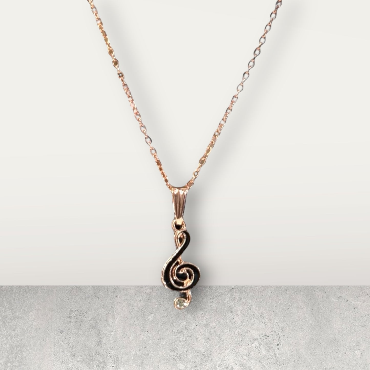 Rose Gold Treble Clef Pendant Necklace