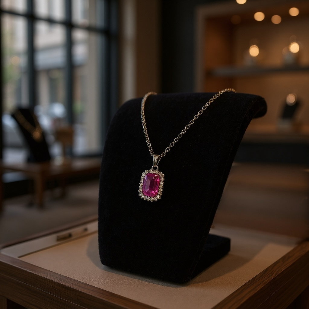 Vibrant Pink Gemstone Pendant Necklace