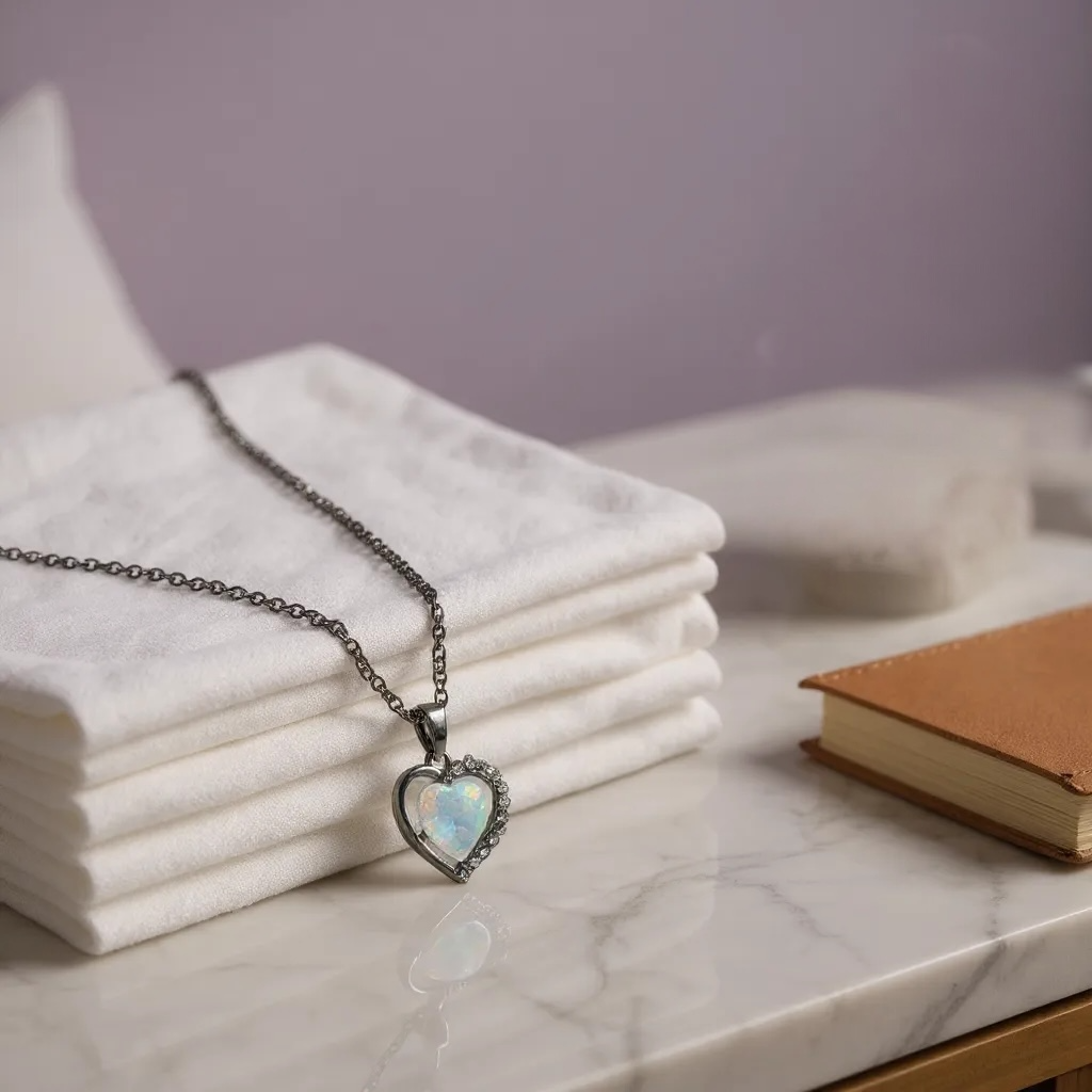 Silver Tone Iridescent Heart Pendant Necklace