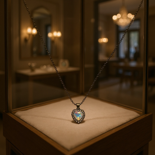 Dark Tone Iridescent Heart Pendant Necklace