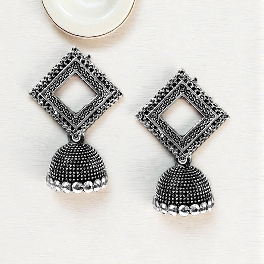 Traditional Indian Square Top Jhumki Earrings