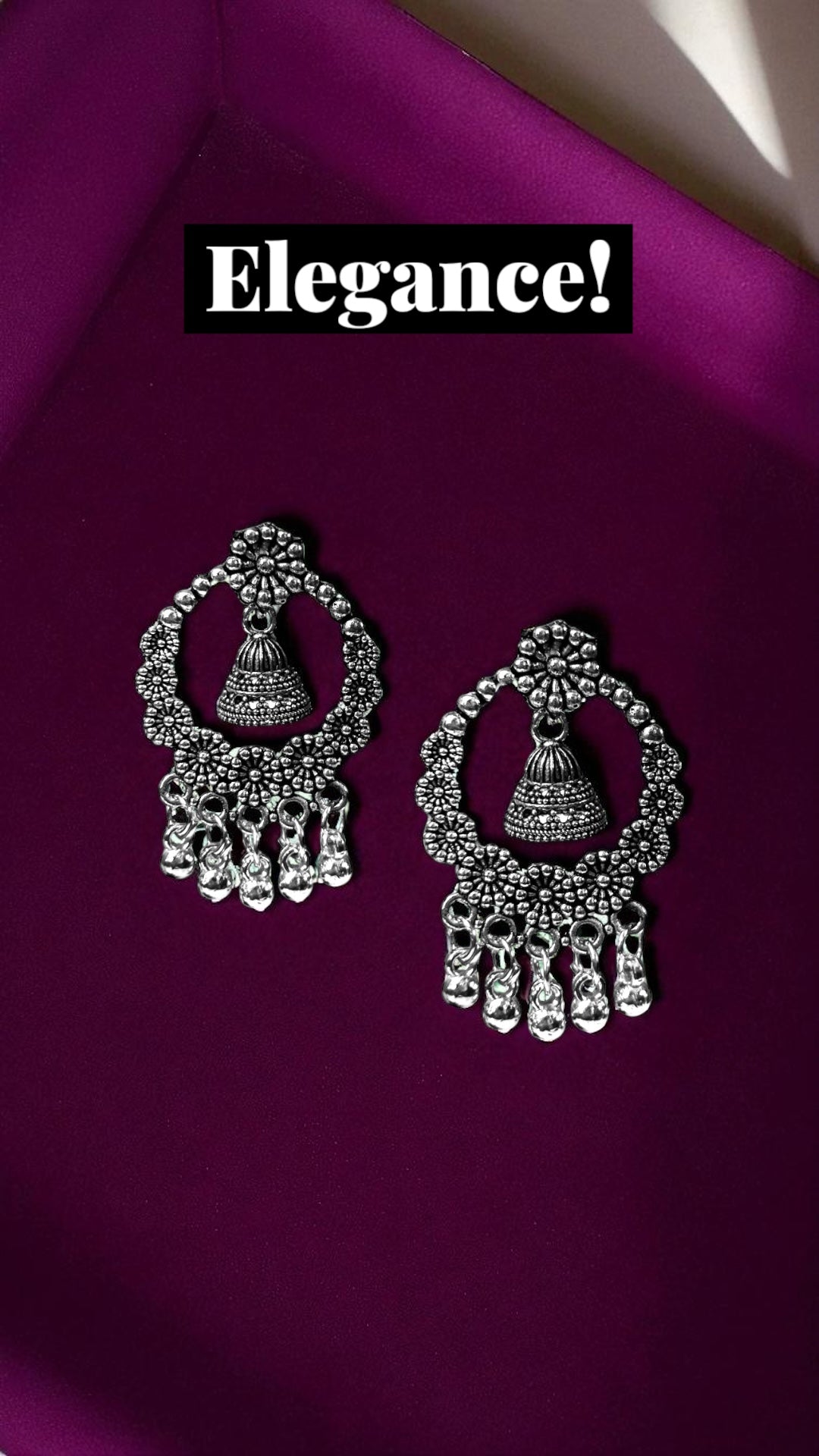 Traditional Indian Flower Ring and Bell Earrings