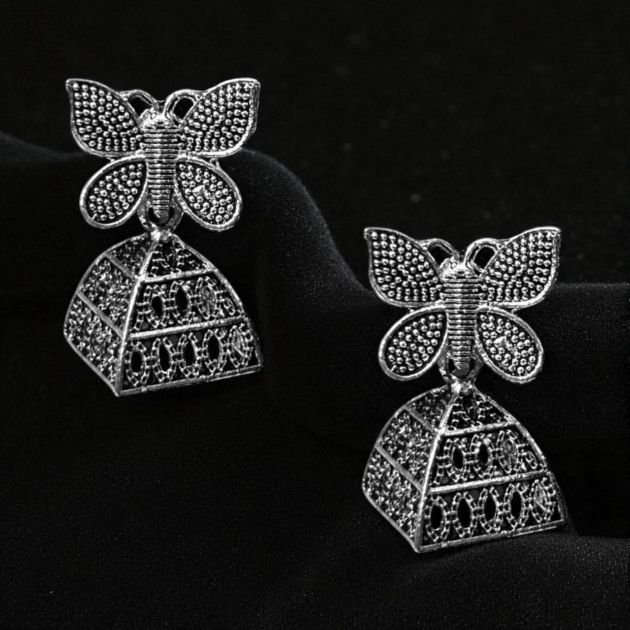 Bohemian Tribal Butterfly Pyramid Drop Earrings