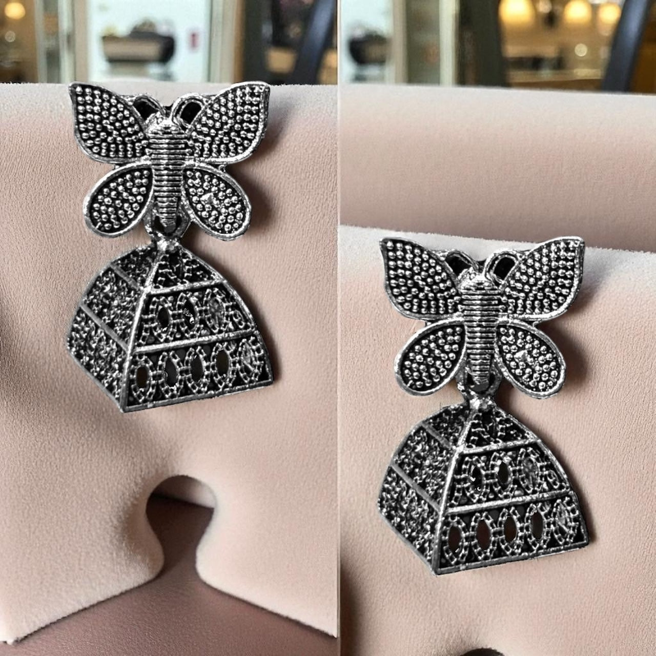 Bohemian Tribal Butterfly Pyramid Drop Earrings