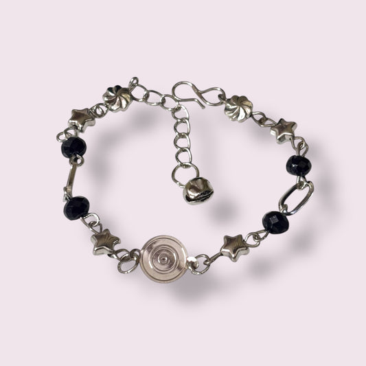 Celestial Star and Black Crystal Beaded Bracelet