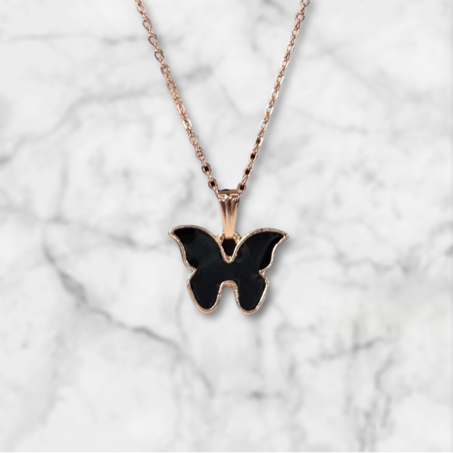 Elegant Rose Gold Butterfly Charm Necklace