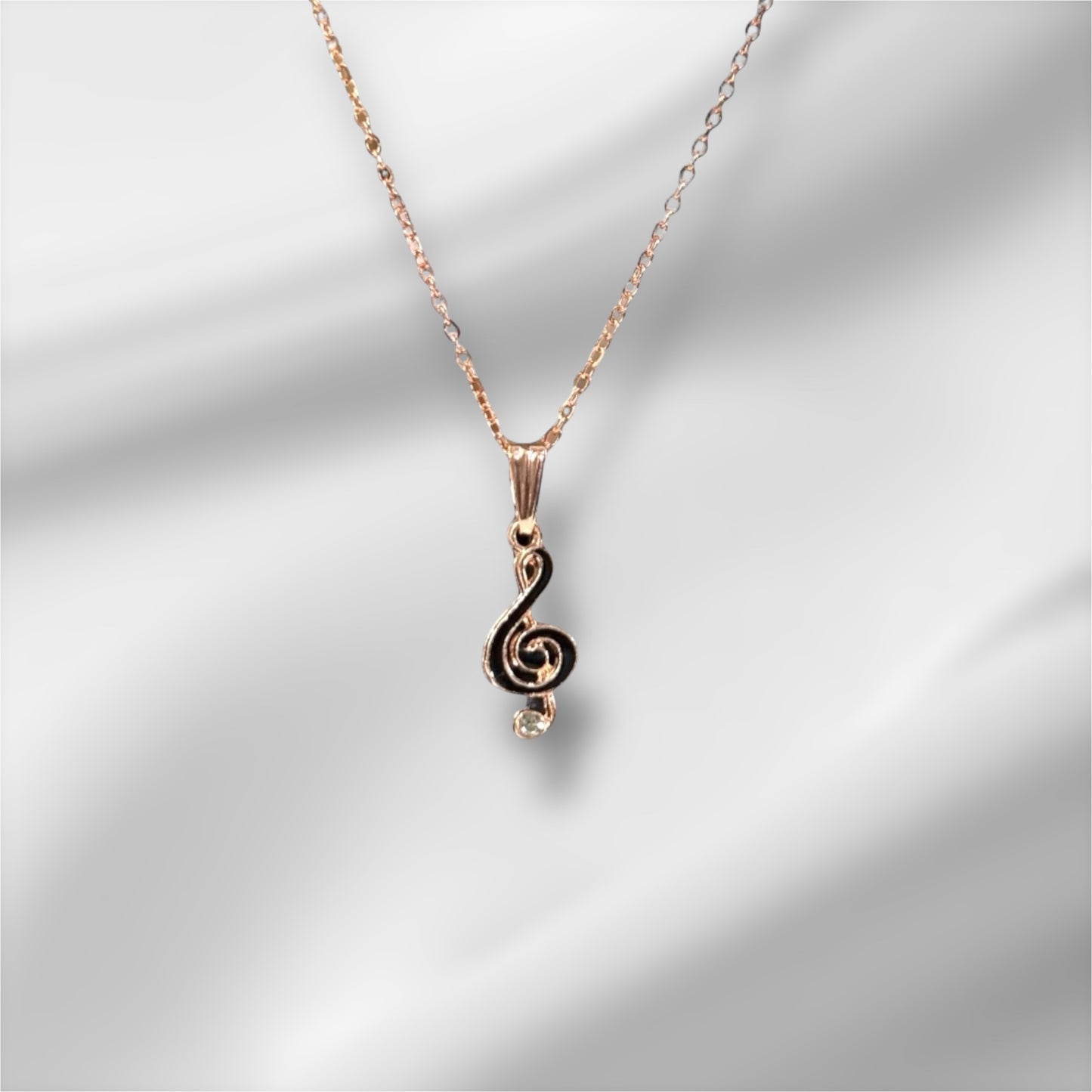 Rose Gold Treble Clef Pendant Necklace
